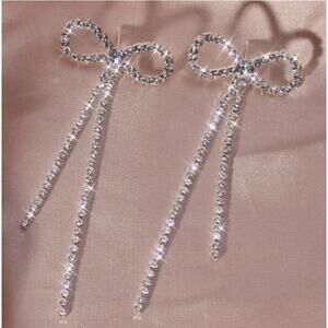 NEW - Bowknot tassel earrings, bow jewelry, dangle bowknot, coquette bow